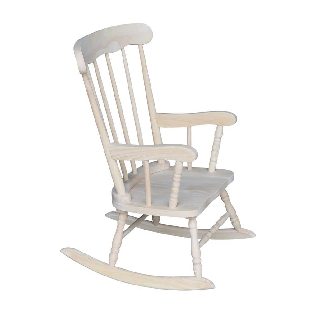 Traditional Unfinished Solid Wood Kids Rocker for Nursery and Playroom