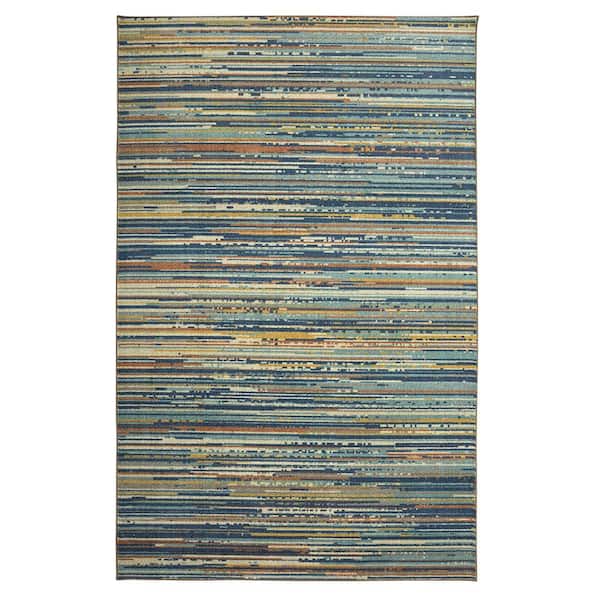 Mohawk Home Santos Blue 4 ft. x 6 ft. Striped Area Rug