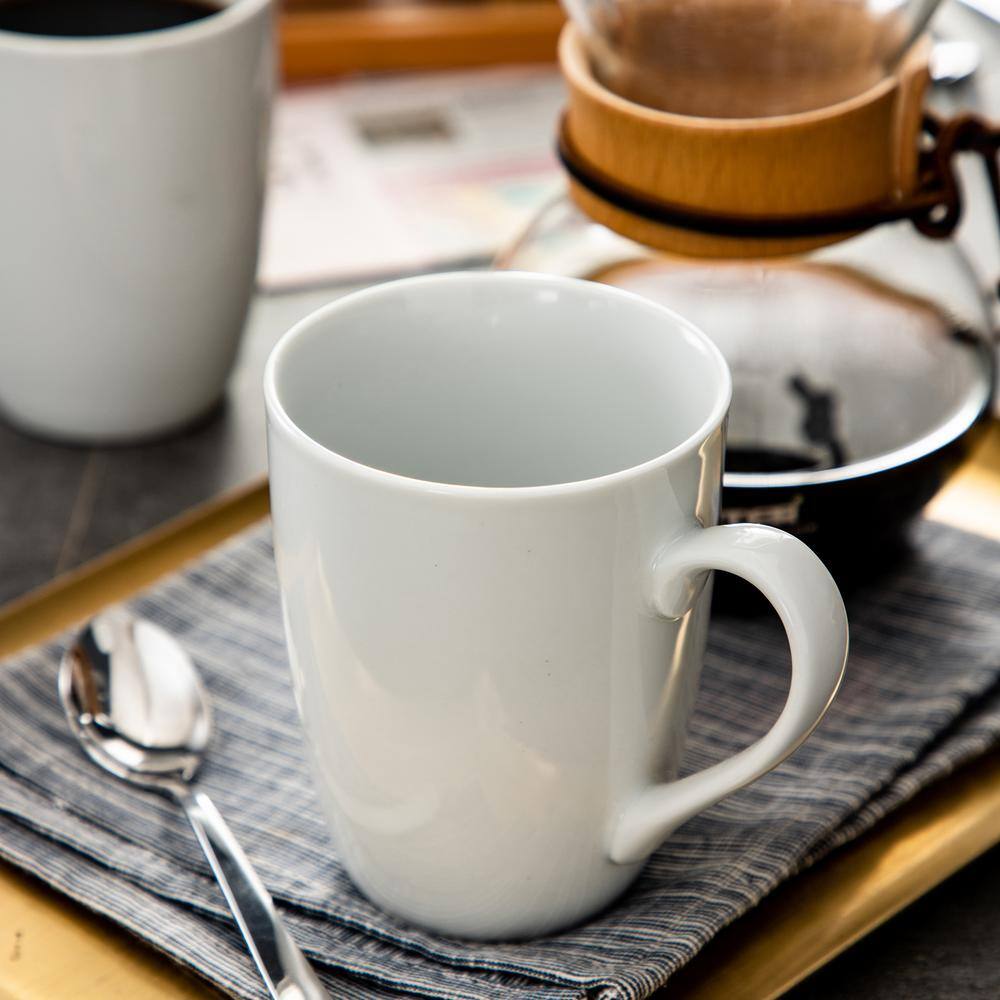 16 oz White Ceramic Microwave Safe Coffee Mugs Set of 6