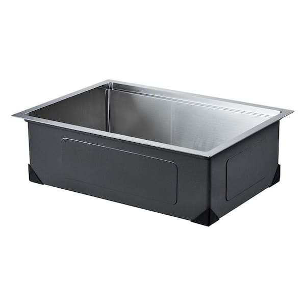 16 Gauge Brushed Nickel Stainless Steel 27 in. x 19 in. Undermount Bar Sink Kitchen Sink with Drain