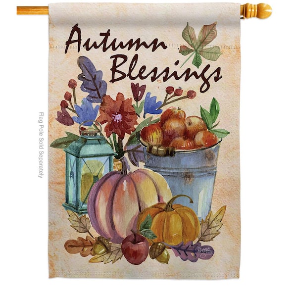 Breeze Decor 28 in. x 40 in. Autumn Blessings Fall House Flag Double-Sided Decorative Vertical Flags