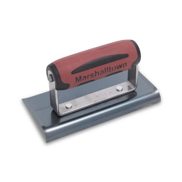 MARSHALLTOWN 6 in. x 3 in. Blue Steel Curved End Hand Edger - Durasoft Handle
