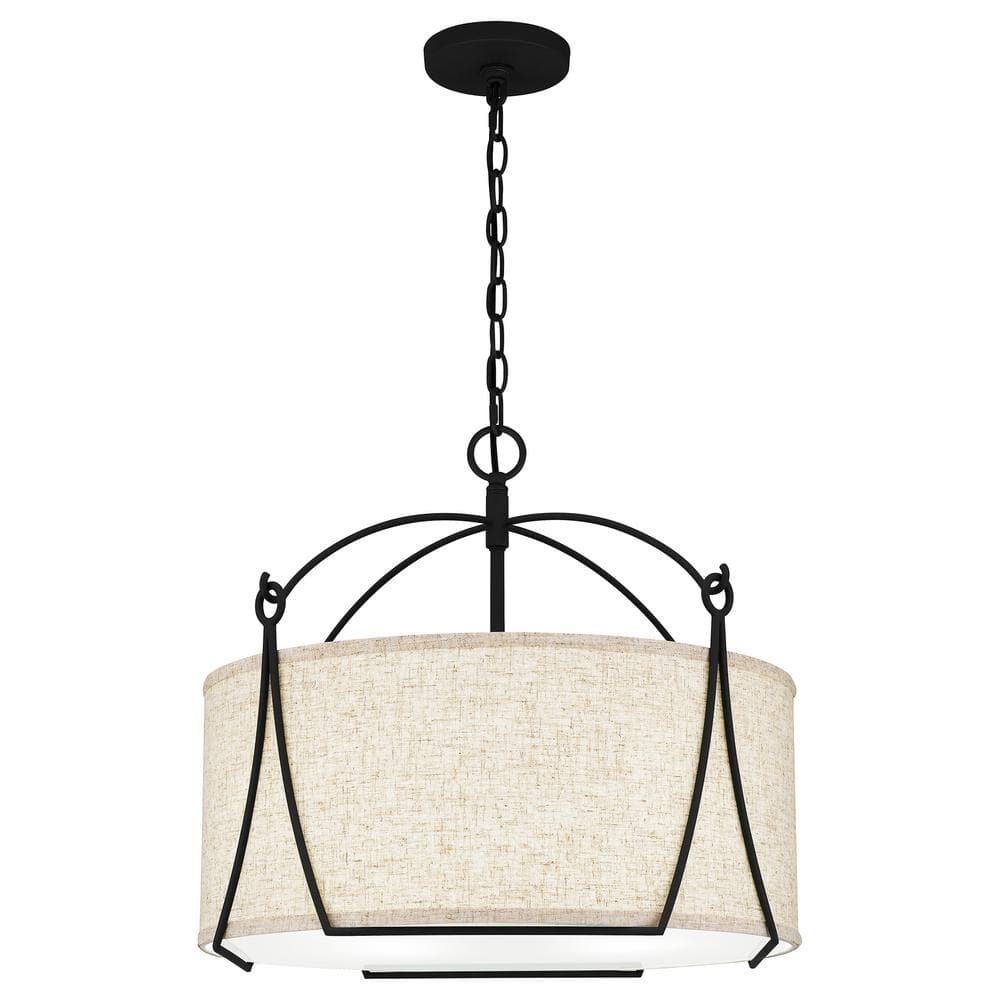 Quoizel Adeline 4-Light Earth Black Shaded Pendant Light with 