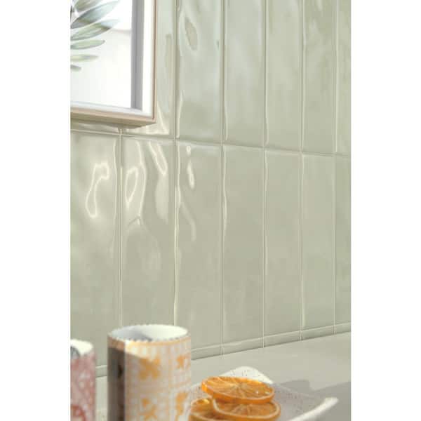Luma Matcha (Green) Glossy 3 in. x 10 in. Ceramic Subway Wall Tile