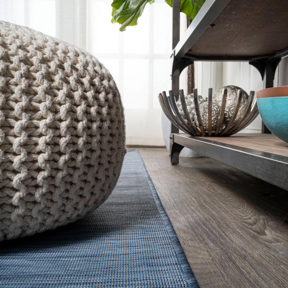 Ethan Blue Flatweave Synthetic 8' x 10' Area Rug