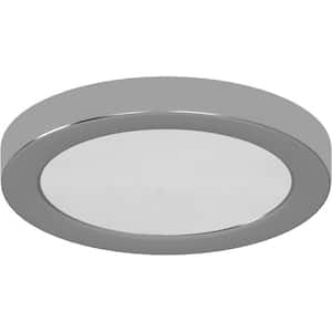 8 in. 1-Light Brushed Nickel LED Indoor Mini Disc/Circle Ceiling Flush Mount/Wall Mount Sconce with White Circle Lens