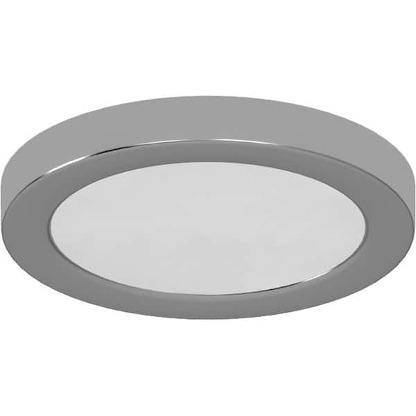 Volume Lighting 8 in. 1-Light Brushed Nickel LED Indoor Mini Disc/Circle Ceiling Flush Mount/Wall Mount Sconce with White Circle Lens