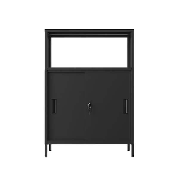 Tidoin 2-Door Black 39 in. H x 28 in. W x 14 in. D Metal Lateral File Cabinet