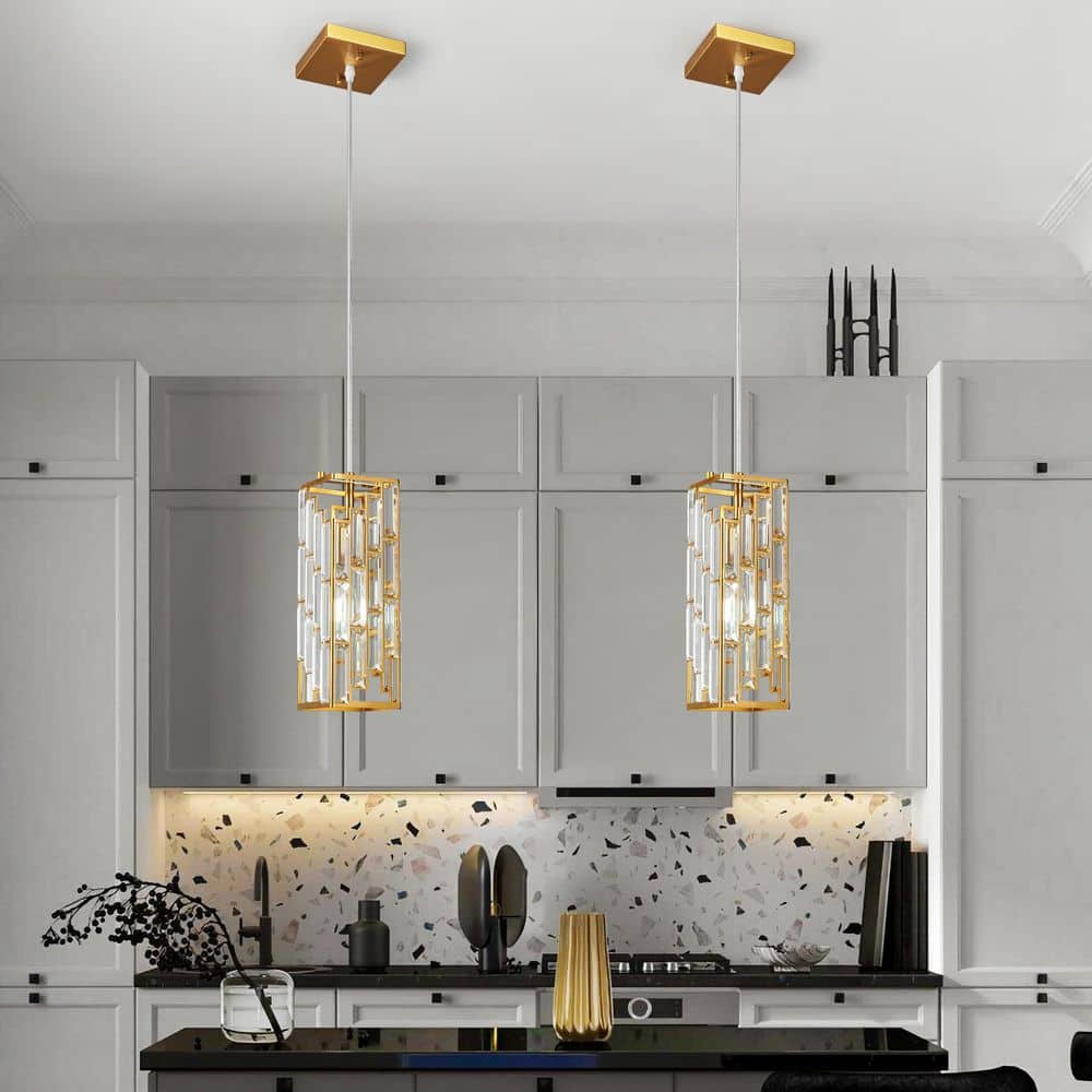 Home Light 1light ‎40 Watts Gold Modern Crystal Pendant Light Fixture With Crystal Shade and No Bulbs Included, 3 Pack price history on PriceWatchPro