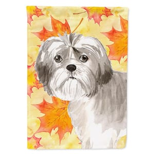 11 in. x 15-1/2 in. Polyester Fall Leaves Shih Tzu Puppy 2-Sided 2-Ply Garden Flag