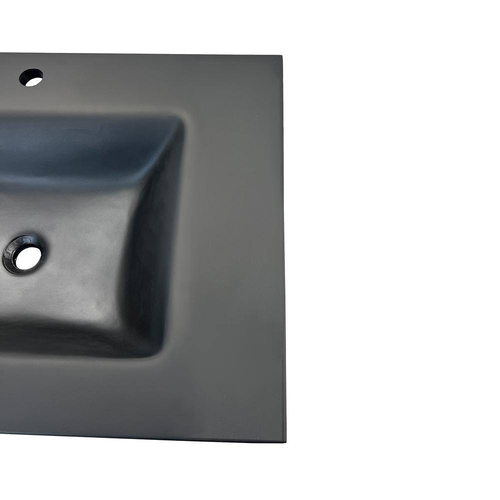 31'' Black Concrete Single Bathroom Vanity Top with Rectangular Sink