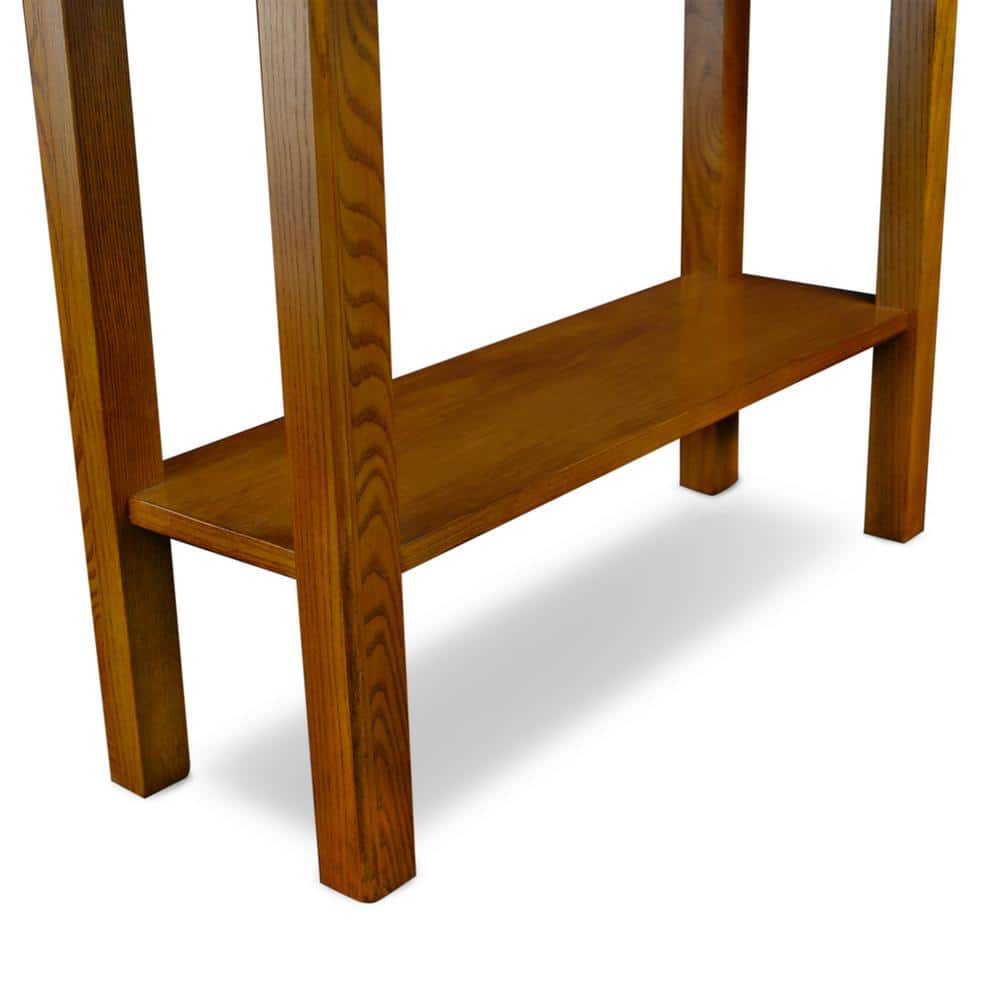 Medium Oak Wood Console Table with Drawer and Shelf