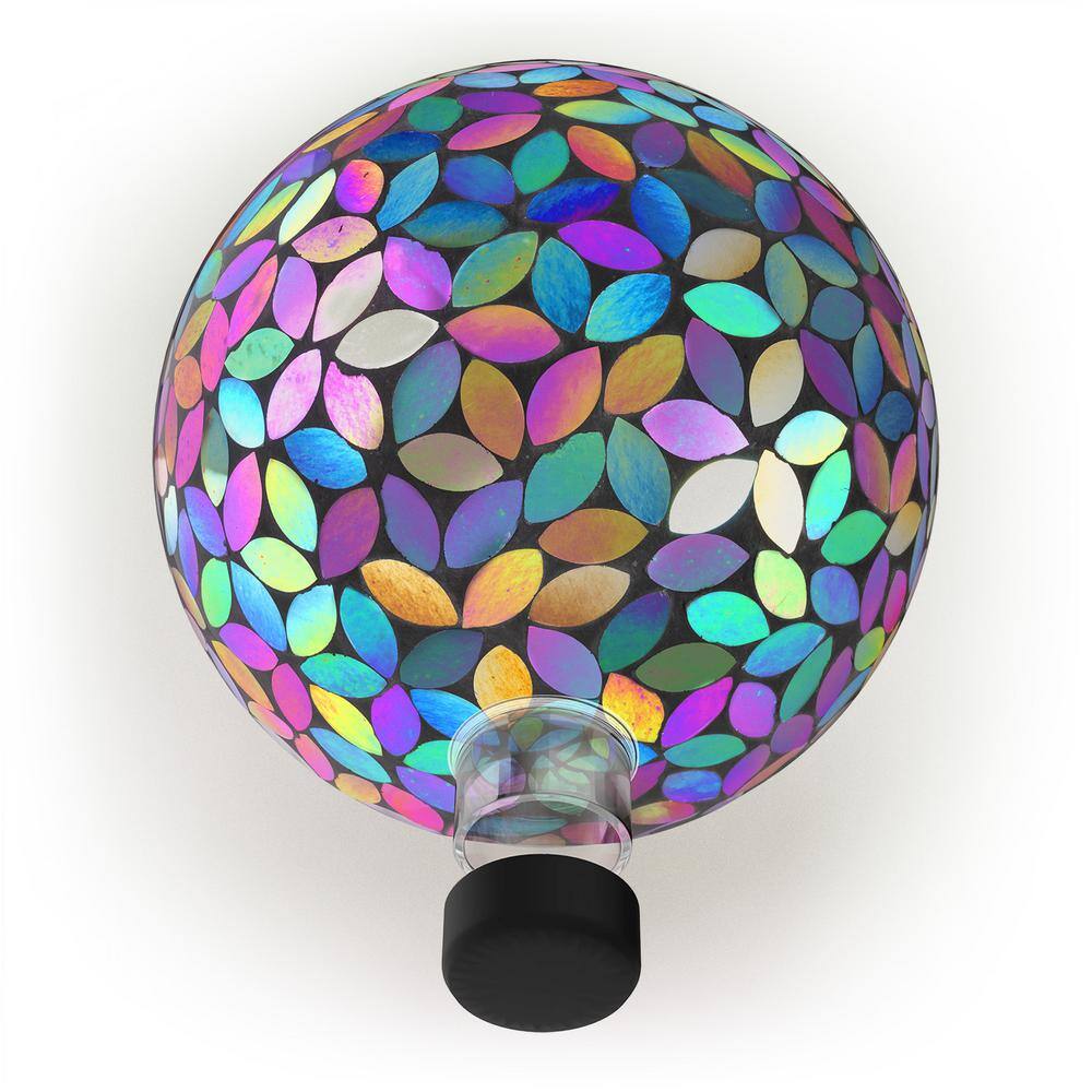 11" Solar Mosaic Iron/Glass Gazing Globe with Stand Purple - Alpine Corporation