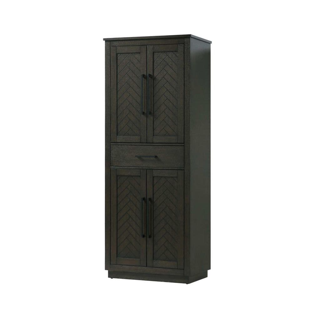 28 in. W x 18 in. D x 72 in. H Chocolate Oak Freestanding Linen Cabinet