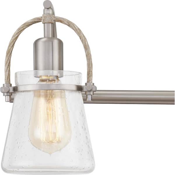 Quoizel Stafford 24 in. 3-Light Vanity Light Brushed Home Nickel STF8624BN The with Depot Glass - Clear Seeded