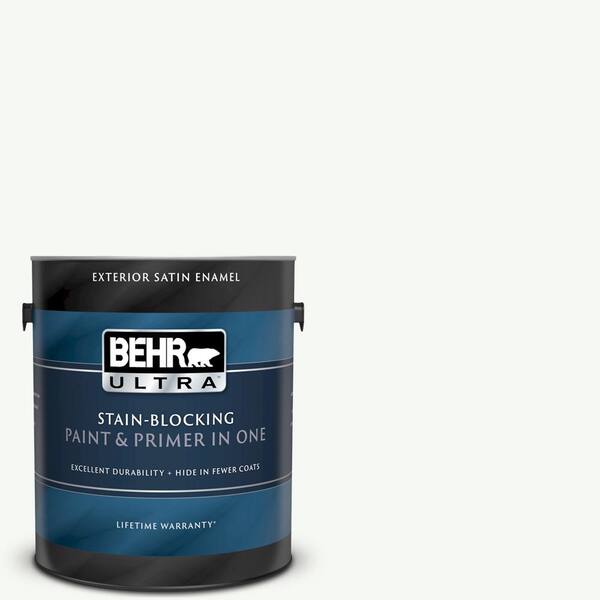BEHR ULTRA 1 gal. #UL260-14 Ultra Pure White Satin Enamel Exterior Paint and Primer in One