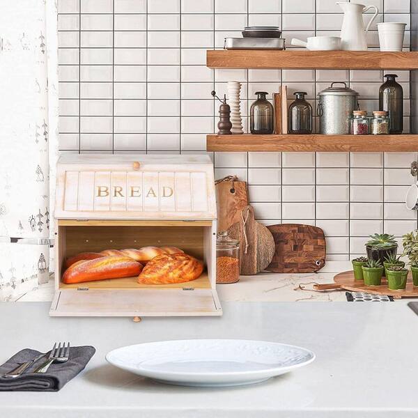 Lynzavix 1 Piece Vintage Double Layer Large Capacity Wooden Bread