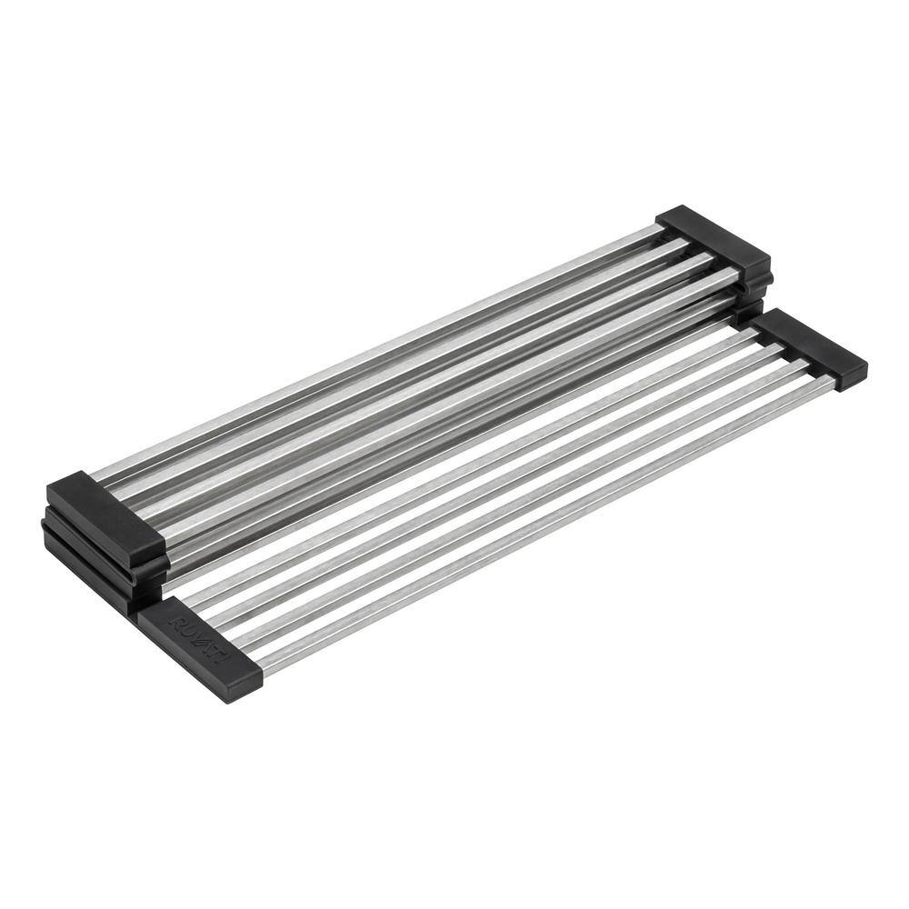 Stainless Steel Foldable Dish Drying Rack with Silicone Frame