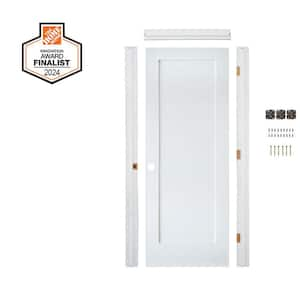 Ready-To-Assemble 30 in. x 80 in. Shaker 1-Panel Right-Hand Primed Solid Core MDF Wood Single Prehung Interior Door