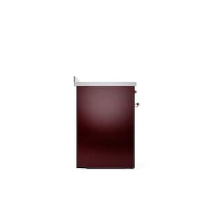 Nostalgie II 30 in. 4 Zone Freestanding Induction Range in Burgundy with Copper