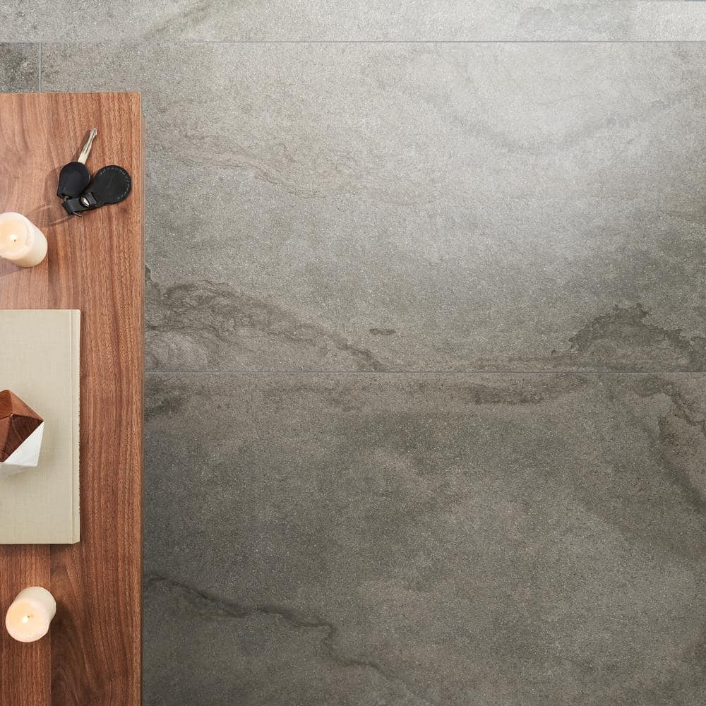 Dominion Large Format Gray Matte Porcelain Floor and Wall Tile