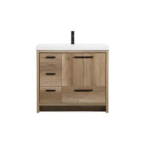 Timeless Home 36 in. W x 22 in. D x 34 in. H Bath Vanity in Natural Oak with White Resin Top