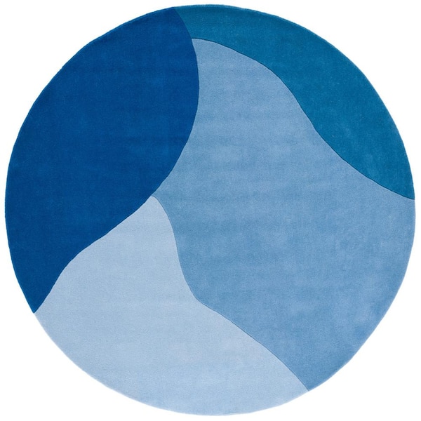 Fifth Avenue Blue Doormat 3 ft. x 3 ft. Geometric Abstract Round Area Rug