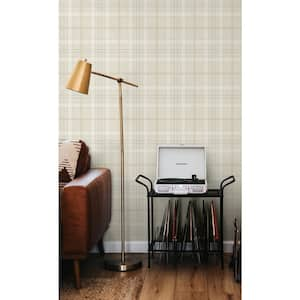 Neutral Tailor Plaid Pre-Pasted Paper Wallpaper Roll (57.5 sq. ft.)