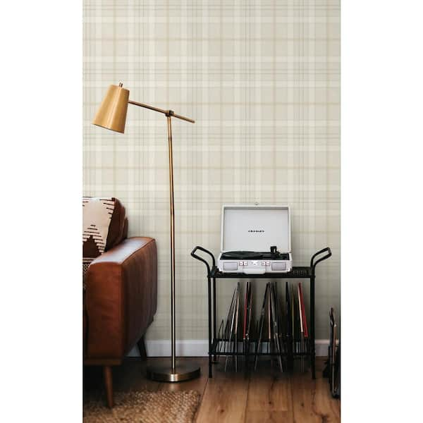 Neutral Tailor Plaid Pre-Pasted Paper Wallpaper Roll (57.5 sq. ft.)