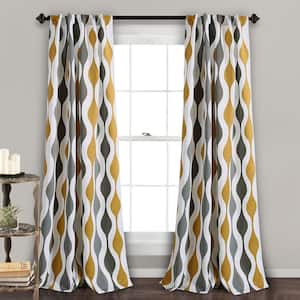 Gold Solid Back Tab Room Darkening Curtain - 52 in. W x 84 in. L (Set of 2)