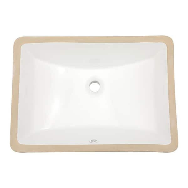 LORDEAR 21 in. Undermount Rectangular Porcelain Bathroom Vessel Sink in White with Overflow Hole