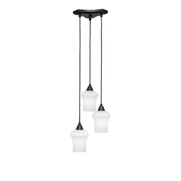 Unbranded Condor 3 Light Dark Granite, Cluster Pendant Light with 5.5 in. Zilo White Linen Glass Shades, No bulbs included