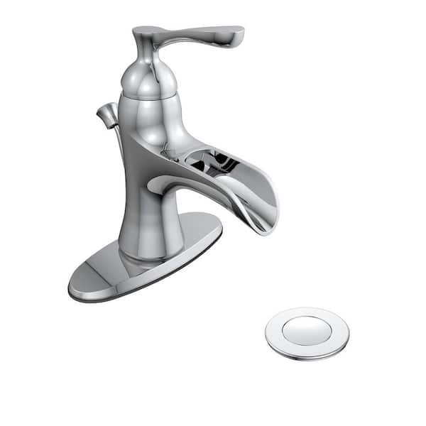 Glacier Bay Deveral Single-Handle Single-Hole Waterfall Bathroom Faucet in Chrome
