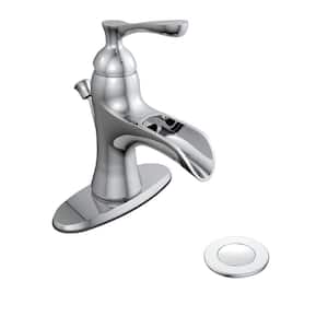 Deveral Single-Handle Single-Hole Waterfall Bathroom Faucet in Chrome