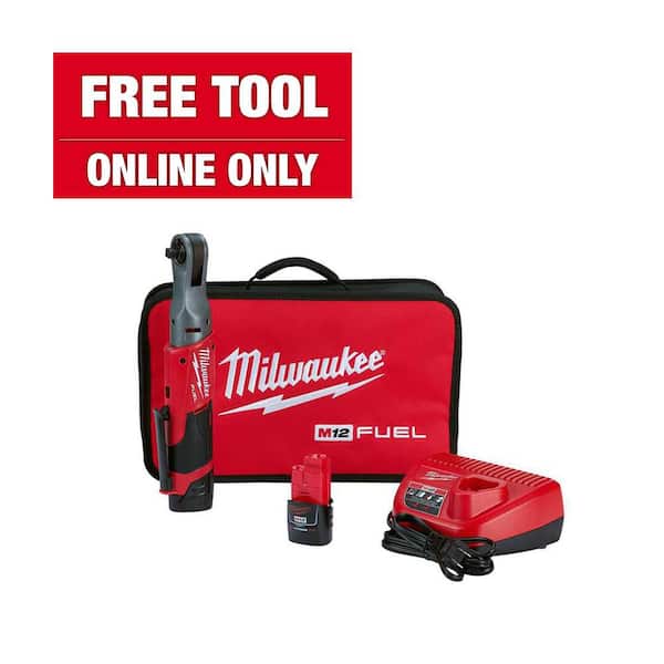 M12 FUEL 12V Lithium-Ion Brushless Cordless 3/8 in. Ratchet Kit with (2) 2.0Ah Batteries, Charger & Tool Bag