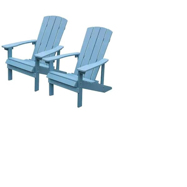 COOLSHARK Patio Adirondack Chair Weather Resistant Plastic Fire Pit Chairs for Lawn Balcony, Lake Blue(2-Pack)