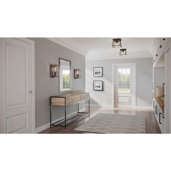 Briarwood Collection 9-1/2 in. 1-Light Antique Bronze Painted Oak Kitchen Farmhouse Ceiling Light Flush Mount