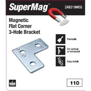 3-Hole Flat Corner Strut Bracket - Strut Fitting - Silver Galvanized with Magnets