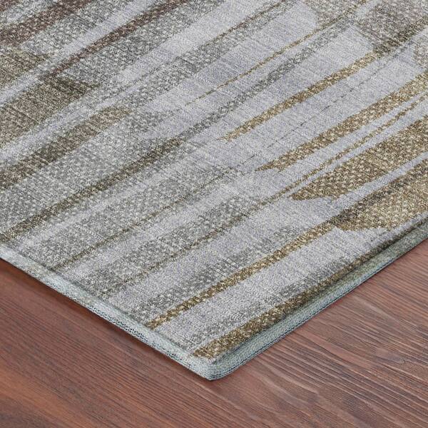 Mayfield Premium Machine Washable Abstract AMF2271 Taupe 2 ft. x 7 ft. Runner Rug