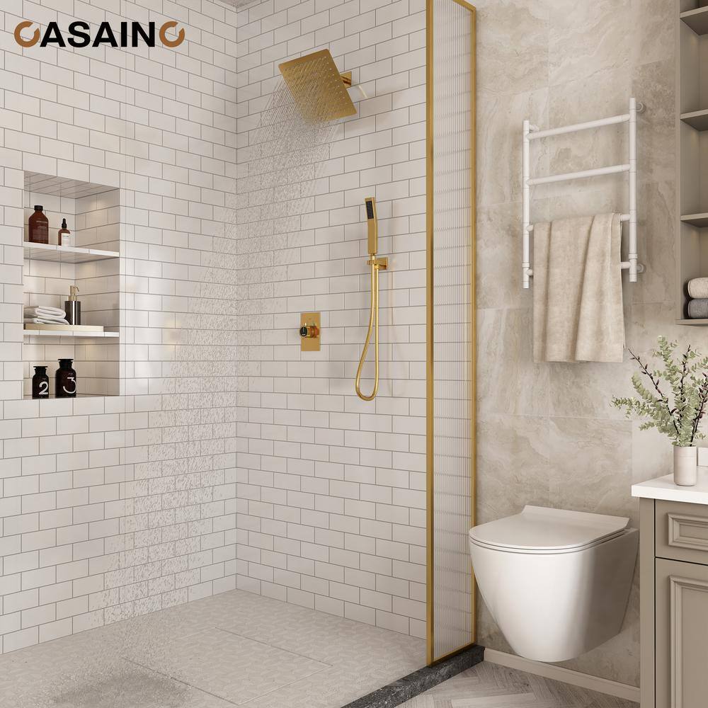 Brushed Gold Multi-Head Wall Mounted Shower System