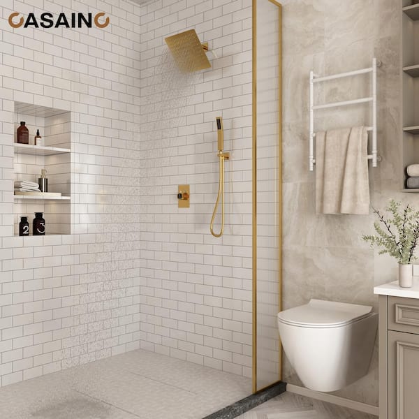 Integrated 2 Function Single Handle 1-Spray Shower Faucet 1.8 GPM with Pressure Balance in. Brushed Gold