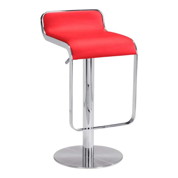ZUO Adjustable Height Red Bar Stool