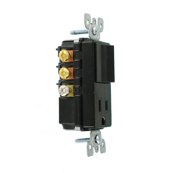 15 Amp Decora Commercial Grade Combination 3-Way Rocker Switch/15 Amp Outlet, Black 5645-E