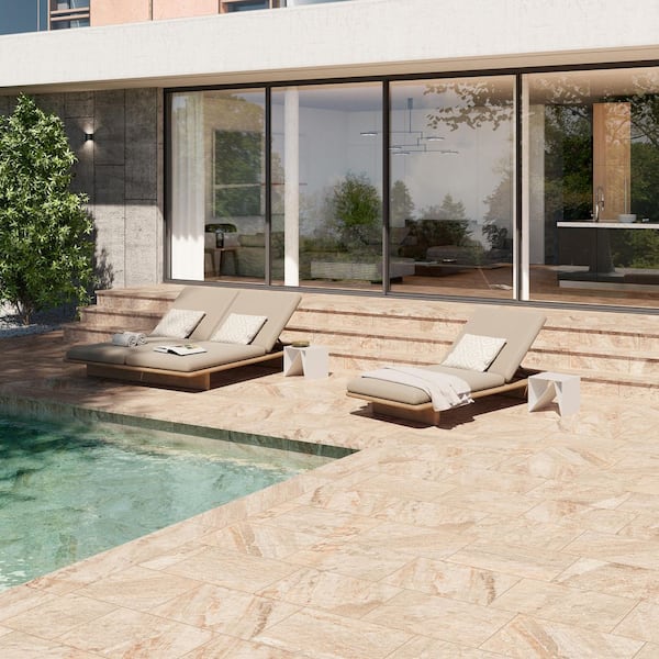 Stonewell Sand Beige 12.48 in. x 47.24 in. Matte Porcelain Stair Tread Floor Tile (8.18 sq. ft./ Case)