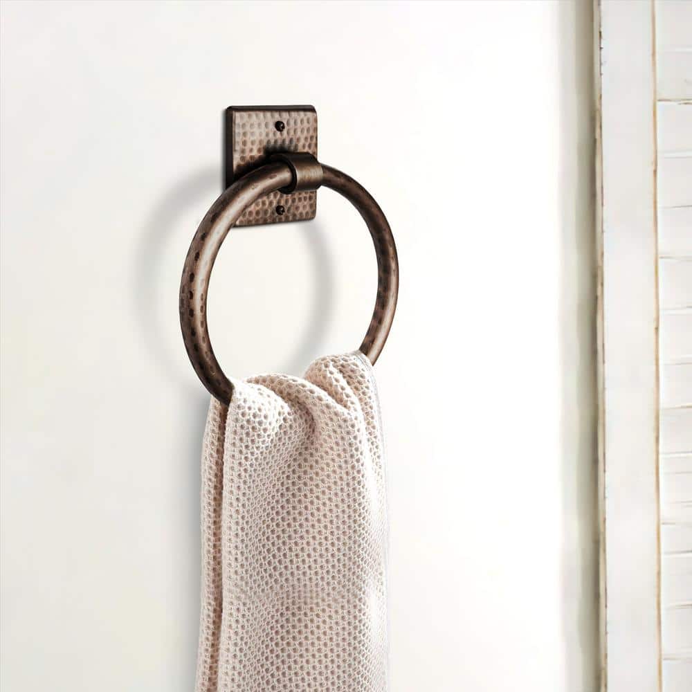 Antique Copper Hand Hammered Wall Mounted Towel Ring