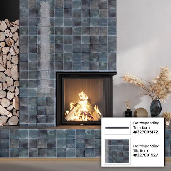 Apollo Tile Antiek Spruce Blue 4-in x 4-in Glossy Ceramic Patterned Floor and Wall Tile (5.39-sq. ft/ Carton)