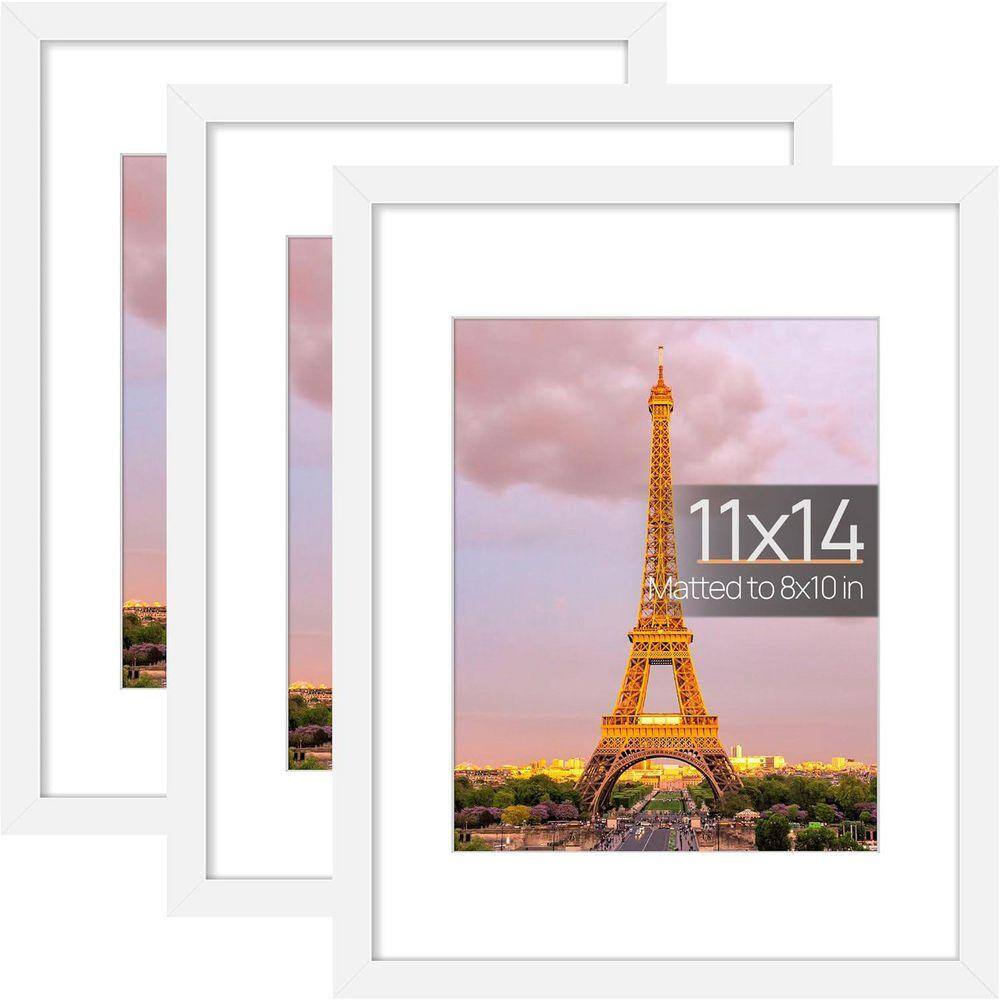 Cubilan 11 x 14 Matted White Plastic Hanging Picture Frame (Set of
