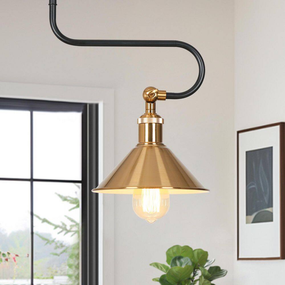 Adjustable Modern 1-Light Brass Island Pendant Light, Black Industrial Hanging Pendant Light with Metal Bell Shade price history on PriceWatchPro