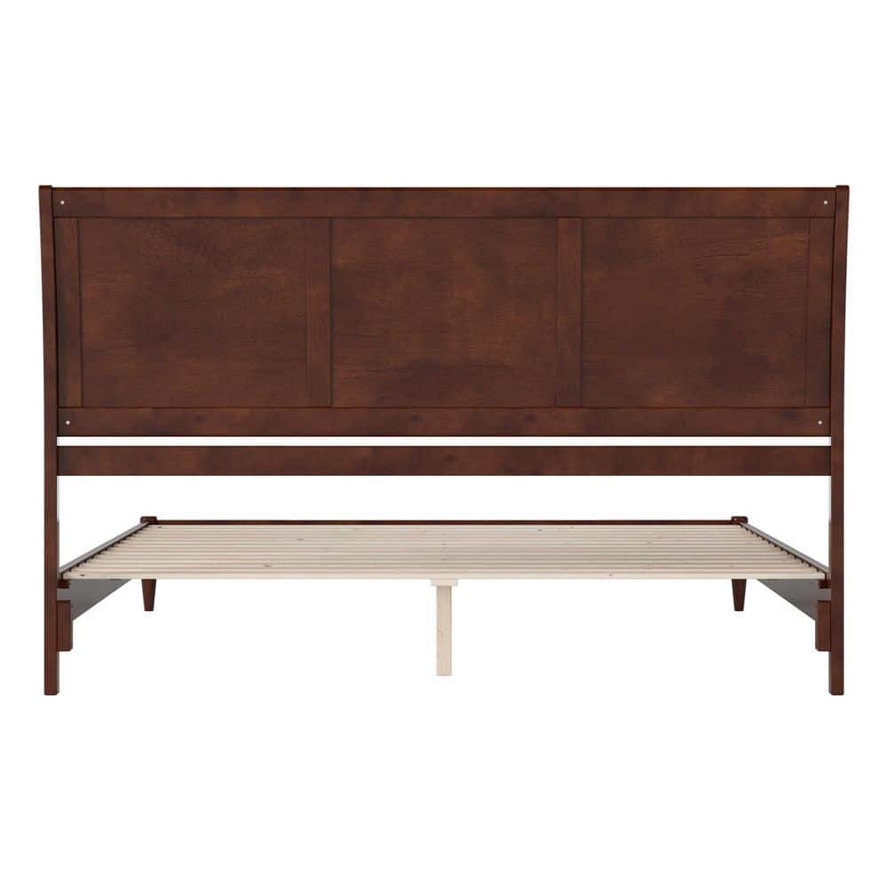 Valencia Walnut King Wood Sleigh Platform Bed with Headboard