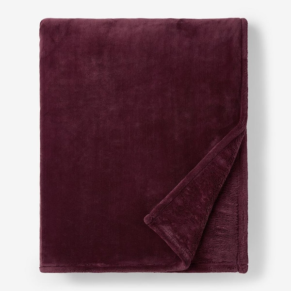 The Company Store Company Cotton Plush Merlot Polyester Full / Queen Woven Blanket